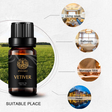 Aromatherapy Essential Oils, Vetiver Aromatherapy Essential Oils (0.33 oz - 10ml), 100% Pure Essential Oils Vetiver Scent for Diffuser, Humidifier, Massage, Aromatherapy, Skin & Hair Care