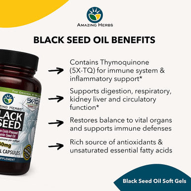 Amazing Herbs Premium Black Seed Oil, 60 Count ,Pack of 3