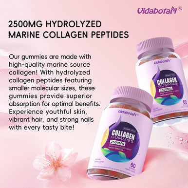 Sugar Collagen Gummies For Women, Super Strength 2500Mg Hydrolyzed Collagen Peptides Gummies With Biotin,Vitamin D3,E,C,B12,Zinc For Skin, Nail, Hair,Bone,JointÃƒÂ¢Ã¢â€šÂ¬Ã¢â‚¬Å“Natural Peach Flavor,120 Gummies