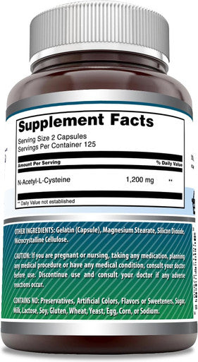 Amazing Nutrition Formulas NAC 600 Mg Capsules | N-Acetyl Cysteine Supplement | Non-GMO | Gluten | Made in USA (250 Count (Pack of 1) 250 Count)