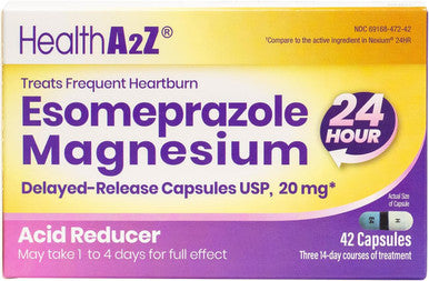HealthA2Z Esomeprazole Magnesium | Acid Reducer | 20mg | Delayed-Released Capsules USP | 24 Hours | Treats Frequent Heartburn