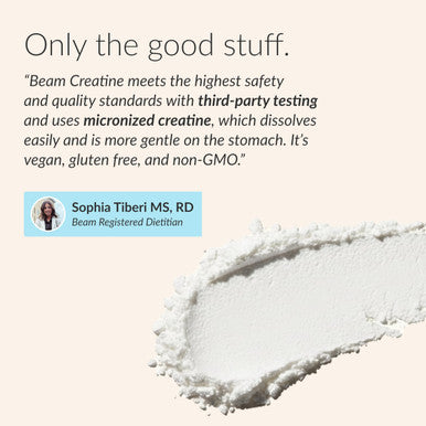 Beam Creatine Monohydrate Powder 5g Micronized Creatine Monohydrate Flavored Creatine for Women & Men Muscle Strength Growth & Cognitive Support Blue Raspberry Flavor 30 Servings