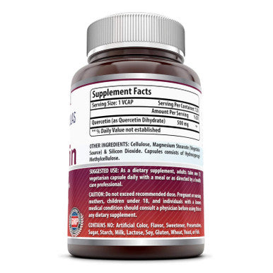 Amazing Formulas Quercetin 500Mg 120 Veggie Capsules Supplement - Non-Gmo - Gluten Free - Supports Overall Health & Well Being
