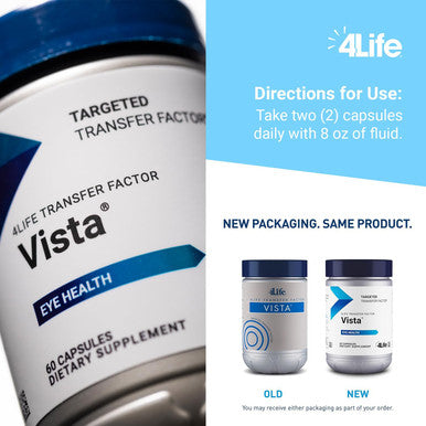 4Life Transfer Factor Vista - Dietary Supplement for Eye Health and Vision Support - Supplement Formula with Lutein Zeaxanthin Zinc Vitamin C and Black Currant - 60 Capsules
