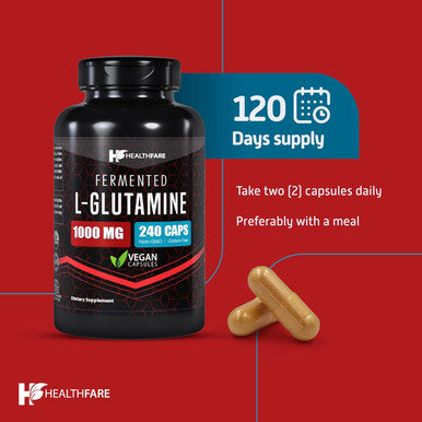 Healthfare L-Glutamine 1000Mg | 240 Capsules | Amino Acid Fuel For Gut & Muscle Health | Non-Gmo | Gluten-Free | Support For Recovery & Wellness | Made In The Usa