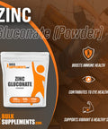 BulkSupplements Zinc Gluconate Powder - Raw Zinc - Vegan Zinc - Zinc Supplement for - Zinc Vitamins - Pure Zinc - Elemental Zinc - Zinc Powder - Zinc for Men (500 Grams - 1.1 lbs)