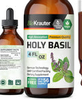 Bio Krauter Holy Basil Tincture - Tulsi Powder Liquid Extract - Supports Calmness And Relaxation - Ursolic Acid Supplement - Alcohol And Sugar Free Holy Basil Extract - Vegan Drops 4 Fl.Oz.