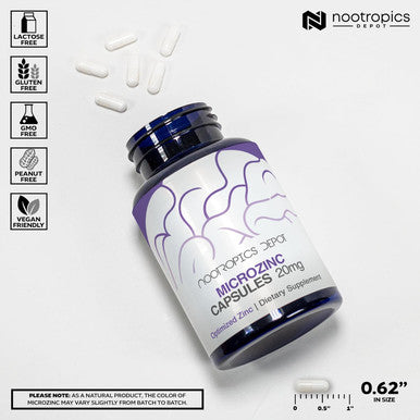 Nootropics Depot Microzinc Capsules 20Mg Optimized Zinc Supplement 90 Count