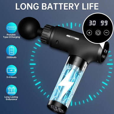 Massage Gun Deep Tissue, Mini Percussion For Athletes, Portable Muscle With 6 Attachments Pain Relief - Back, Neck, Body & 30 Speed (Black)