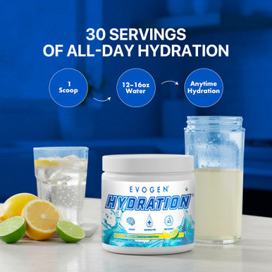 Evogen Hydration - Full Spectrum Electrolytes Powder | Sugar-Free Electrolyte Powder Supplement for Hydration Energy and Recovery | Coconut Water B Vitamins Potassium | Lemon Lime | 30 Servings