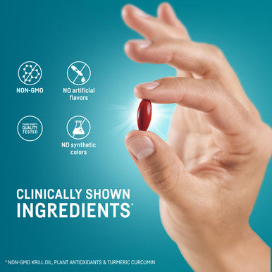 Kori Krill Kori Mind & Body Omega-3 Oil Omega 3, Brain Supplements for Memory and Focus, Lutein, Zeaxanthin, B12, Tumeric Curcumin, 60 Softgels