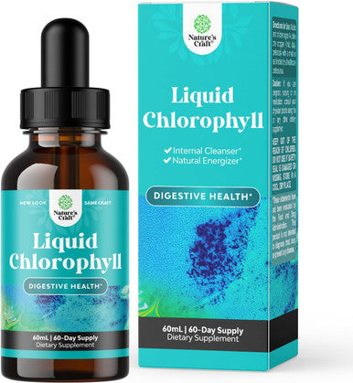 Natures Craft Vegan Liquid Chlorophyll Drops - Super Concentrated Mint Flavored Chlorophyll Liquid Drops - Internal Cleanser Digestive Support Immune Health and Whole Body Detox and Cleanse Support (60 Servings)