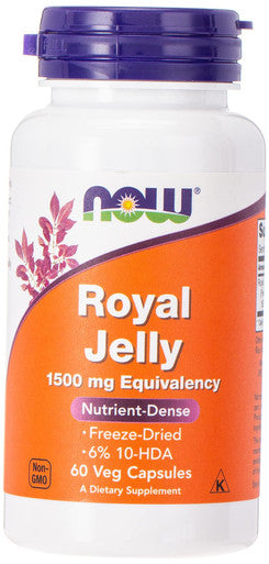 Now Supplements, Royal Jelly 1500 Mg With 10-Hda (Hydroxy-D-Decenoic Acid), 60 Veg Capsules