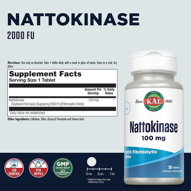 Kal 100 Mg Nattokinase 30 Tablets