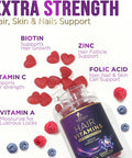 Hair Growth Supplement Gummy For Stronger, Radiant Hair, Skin & Nails - Hair Vitamins With Biotin 5000 Mcg And Vitamin E & C, Nature'S Extra Strength Hair Vitamins For Women & Men - 60 Gummies