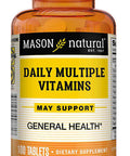 Mason Natural Daily Multiple Vitamins - Vitamins A, C, D3, E, B1, B2, B3, B6, B12, Folate and Calcium for Overall Health, 100 Tablets