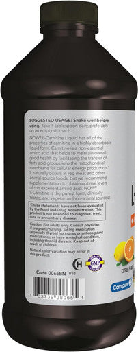 Now Foods L-Carnitine Liquid 1000Mg 16Oz Citrus Flavor