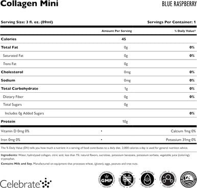 Celebrate Vitamins Collagen Mini Drink ÃƒÂ¢Ã¢â€šÂ¬Ã¢â‚¬Å“ Hydrolyzed Collagen Peptides Skin Hair Nails Joint Support ÃƒÂ¢Ã¢â€šÂ¬Ã¢â‚¬Å“ 10G Protein, Types I & Iii, Sugar-, Gluten- Ready-To-Drink, Low-Calorie Beauty & Wellness