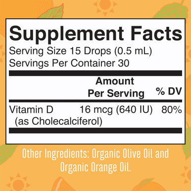 Maryruth Organics USDA Organic Vitamin D3 Liquid Drops for Kids | 640 IU Vitamin D3 Per Serving | Kids Immune Support & Bone Health Supplement | Formulated for Ages 4-13 | 0.5oz | 30 Servings