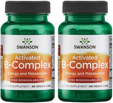 Swanson Activated Vitamin B-Complex High Bioavailability 60 Veg Capsules (2 Pack)