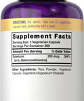 Yeast Free Selenium 200Mcg Supplement | 300 Capsules | Vegetarian, Non-Gmo, And Gluten Free Mineral Formula | L-Selenomethionine