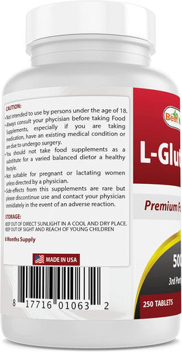 Best Naturals L-Glutamine 500 mg 250 Tablets