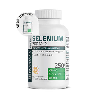 Bronson Selenium 200 Mcg Yeast Free Amino Acid 250 Vegetarian Capsules