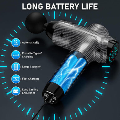 Raemao Massage Gun, Massage Gun Deep Tissue, Back Massage Gun For Athletes For Pain Relief Attaching 8 Pcs Replacement Heads, Percussion Massager With 10 Speeds & Led Screen, Carbon