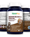 NusaPure Brown Seaweed Extract 6,000 mg with Bioperine - 200 Veggie Capsules (100% Vegetarian, Non-GMO & )