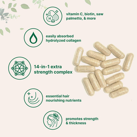 Micro Ingredients Hair Growth Vitamins For Women & Men 120 Capsules 14-In-1 Formula With Biotin Collagen Keratin Saw Palmetto & More Thicker Fuller Nourishes Thinning & Loss Hair Support