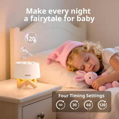 Airsee White Noise Sound Machine For Baby Adults 31 Soothing Sounds 2000Mah Battery 4-Level Night Light Sound Machine Timer & Memory Function 32 Volume Levels Sleep Machines For Home Office Travel