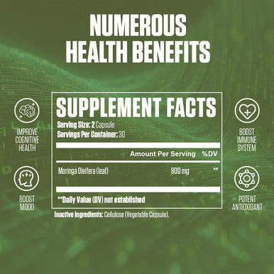 EPN Supplements Moringa Oleifera | #1 Moringa Superfood Supplement Pills To Improve Mood, Increase Energy, Boost Immune System + Rich In Antioxidants | For Men & Women (Vegan, Gluten Free) - 60 Capsules