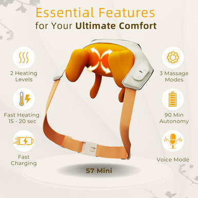 Cordless Shiatsu Neck Massager With Heat And Voice Mode - Compact, Lightweight, And Portable Shoulder And Trapezius Massager For Pain Relief Deep Tissue - Gifts For Women, Men And Office Workers