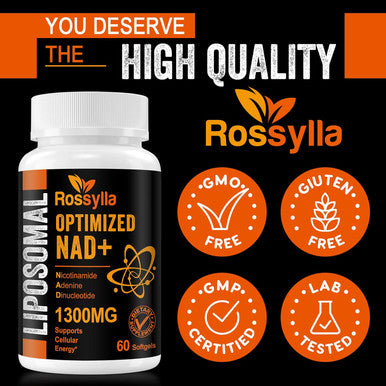 1300 Mg Liposomal Nad+ Supplement Highest Absorption Purest Nad Supplemet To Boost Nad+ Effetively Boosting Nad+ Supplement For Aging Defese, Cellular Energy, Longevity 60 Count
