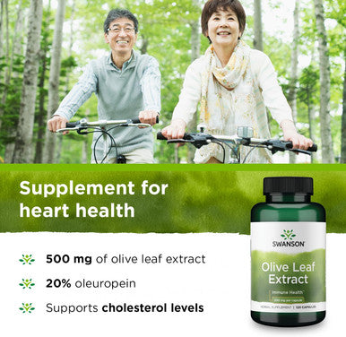 Swanson Olive Leaf Extract Capsules with 20% Oleuropein - Provides Immune Support Promotes Cardiovascular System Health and Supports Healthy Blood Pressure - (120 Capsules 500mg Each)