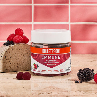 Bulletproof Sugar-Free Raspberry Elderberry Immune Gummies, 60 Count, Keto Supplement For Immune Support And Wellness