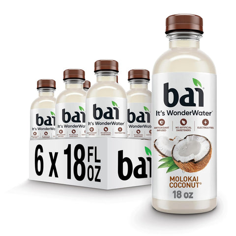 Bai Antioxidant Infused Water Beverage, Molokai Coconut, with Vitamin C and No Artificial Sweeteners, 18 Fluid Ounce Bottle, 12 Pack