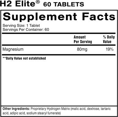 Quicksilver Scientific H2 Elite - Molecular Hydrogen For Energy + Metabolism Support, Water Tablets Perfect For Open Containers - Magnesium Malate Drink Additive (60 Molecular Hydrogen Tablets)