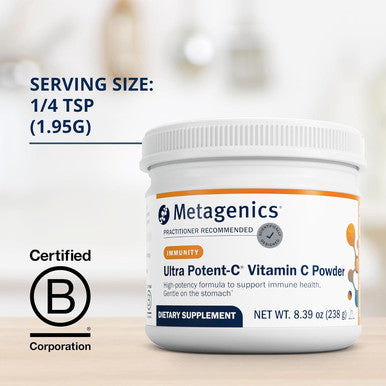 Metagenics Ultra Potent-C Powder - Immune Support Supplements - Gentle On Stomach - with Bioflavonoids L-Glutathione & L-Lysine - Non-GMO - Gluten- - 8.39 oz
