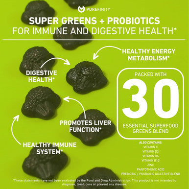 Spirulina Gummies Your Daily Super Greens With Spinach, Broccoli, Alfalfa, Beet Root, Acai, The Perfect All-In-One Veggie Gummies Non-Gmo, Gluten 60 Vegan Gummies