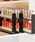 SpaceAid Bamboo Pull Out Spice Rack Organizer for Cabinet, Heavy Duty Slide Out Seasoning Kitchen Pantry Sliding Vertical Organization, 7.6" Wide, 3 Drawers(2" Wide), 2-Tier, Natural