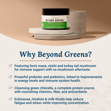 Beyond Greens Super Greens Powder Superfood - Delicious Greens Powder for Bloating - Matcha Greens Blend Superfood Powder w/ Chlorella, Echinacea, & Probiotics for Immune Support & Energy by LiveWell