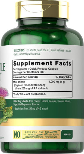 Carlyle Milk Thistle 1000Mg 300 Capsules Non-Gmo, Gluten Extract