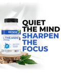 Renew Actives L-Theanine Supplement, 250Mg Max Strength! Promotes Alertness Without Drowsiness. Natural, Fast-Acting Supplements For Less Stress & More Calm, 120 Vegan Capsules, Made In Canada!