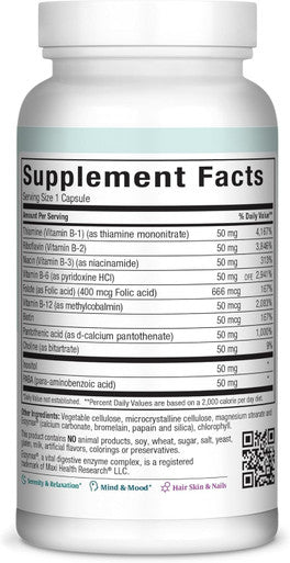 Maxi Health Vitamin B-50 Complex - with Inositol & Biotin - Stress Formula - 250 Capsules - Kosher