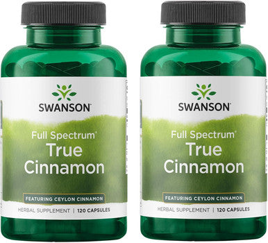 Swanson Full Spectrum True Cinnamon - Herbal Supplement - (120 Capsules 300mg Each) 2 Pack