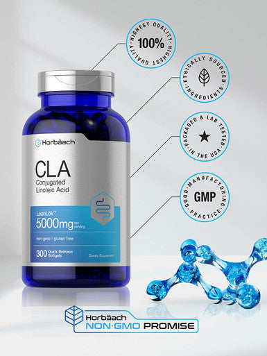 CLA Supplement | 300 Softgel Pills | Maximum Potency | Conjugated Lineolic Acid from Safflower Oil | Non-GMO, Gluten Free | by Horbaach | Packaging May Vary