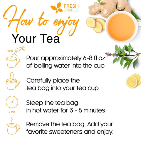FreshDrinkUS, Premium 50 Mulberry Leaf Tea Bags, 100% Natural & Pure from Mulberry Leaves. Herbal Tea. Made with Natural Material Tea Bags. No Sugar, No Caffeine, No Gluten, Vegan.
