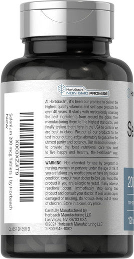 HorbAach Selenium 200Mcg Supplement 120 Tablets Non-Gmo And Gluten Free