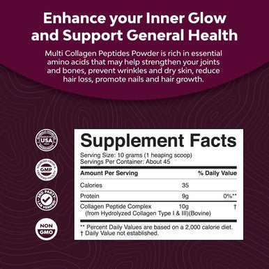 Natures Craft Multi Collagen Protein Powder for Women and Men - Keto Hydrolyzed Collagen Peptides 45 Servings Hair Skin and Nails Vitamins - Unflavored Bovine Collagen Type 1 and 3 for Bone and Joint Support